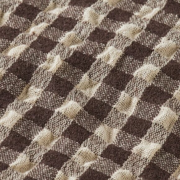 SCOTCH & SODA Check SHIRT Sz S Relaxed Fit Seersucker Brown Wool Blend NEW $178 - Picture 4 of 10